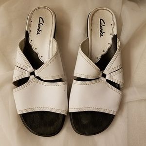 Clarks White Slip On Size 7